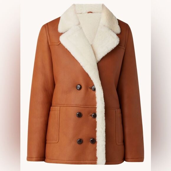 Mango Genuine Leather Shearling Lined Jacket - Picture 3 of 17